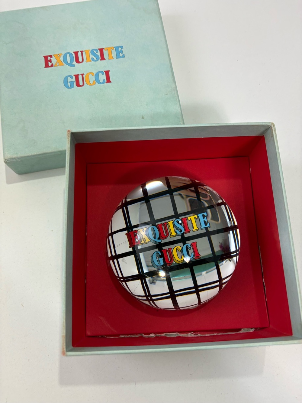 Authentic Gucci Clear Glass Paperweight